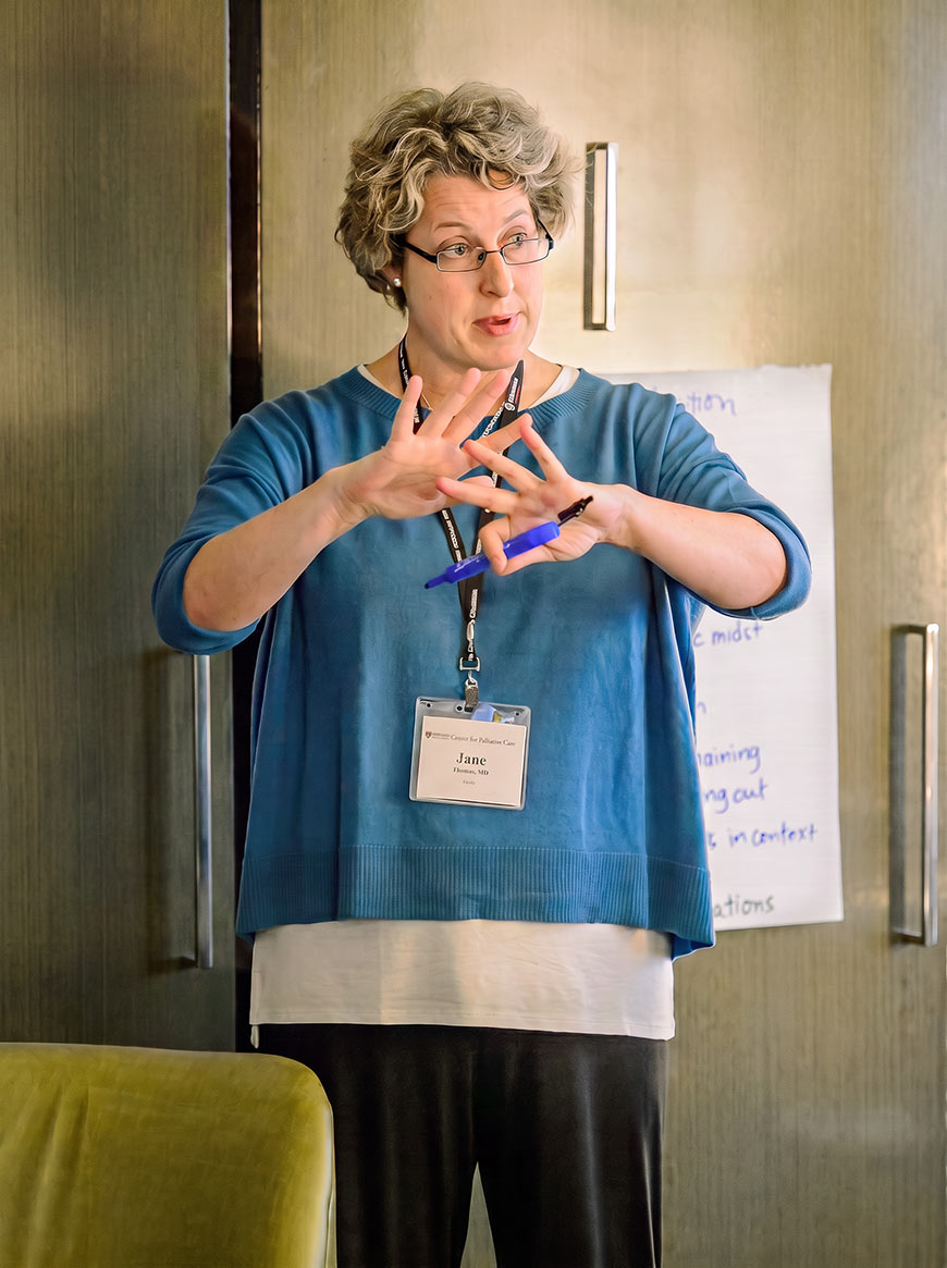 Photo of Jane Thomas talking